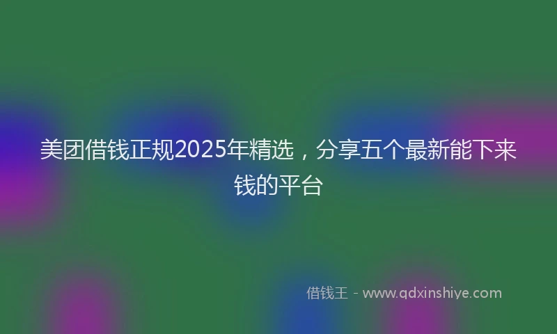 美团借钱正规2025年精选，分享五个最新能下来钱的平台
