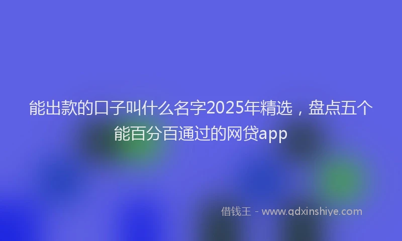 能出款的口子叫什么名字2025年精选，盘点五个能百分百通过的网贷app