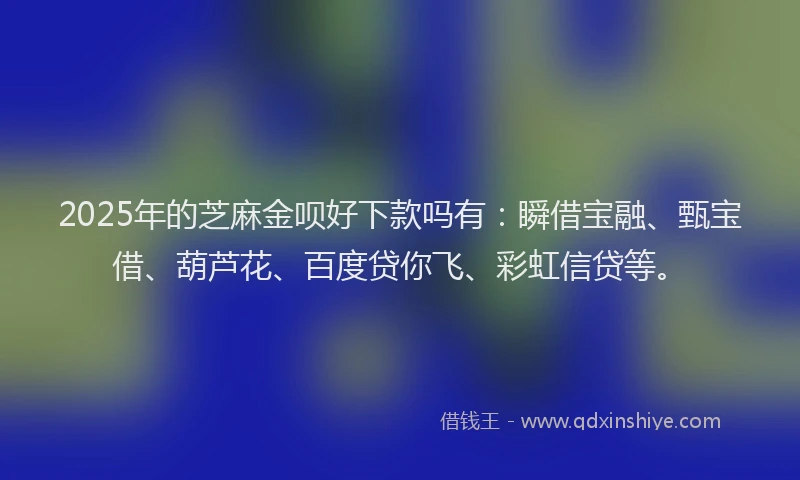 2025年的芝麻金呗好下款吗有：瞬借宝融、甄宝借、葫芦花、百度贷你飞、彩虹信贷等。