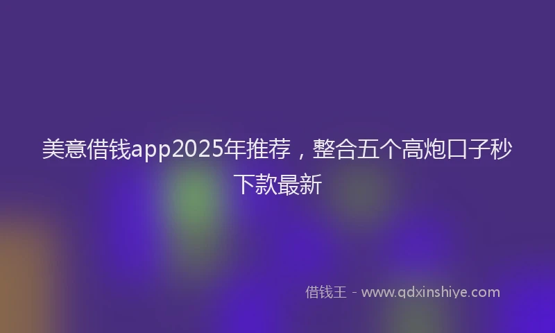 美意借钱app2025年推荐，整合五个高炮口子秒下款最新