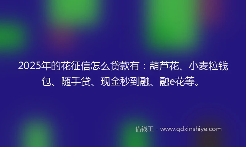 2025年的花征信怎么贷款有：葫芦花、小麦粒钱包、随手贷、现金秒到融、融e花等。