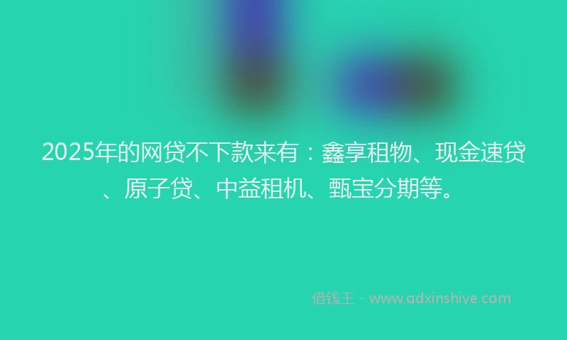 2025年的网贷不下款来有：鑫享租物、现金速贷、原子贷、中益租机、甄宝分期等。