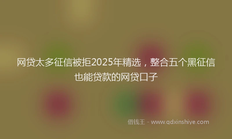 网贷太多征信被拒2025年精选，整合五个黑征信也能贷款的网贷口子