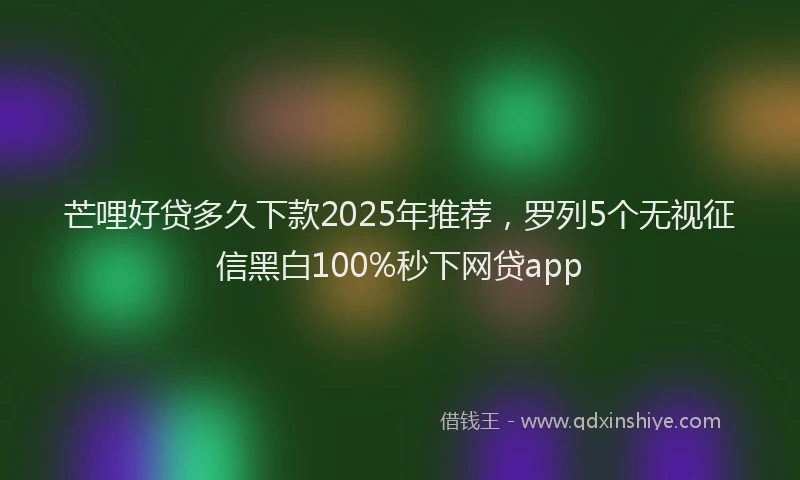 芒哩好贷多久下款2025年推荐，罗列5个无视征信黑白100%秒下网贷app