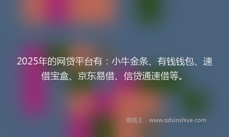 2025年的网贷平台有：小牛金条、有钱钱包、速借宝盒、京东易借、信贷通速借等。