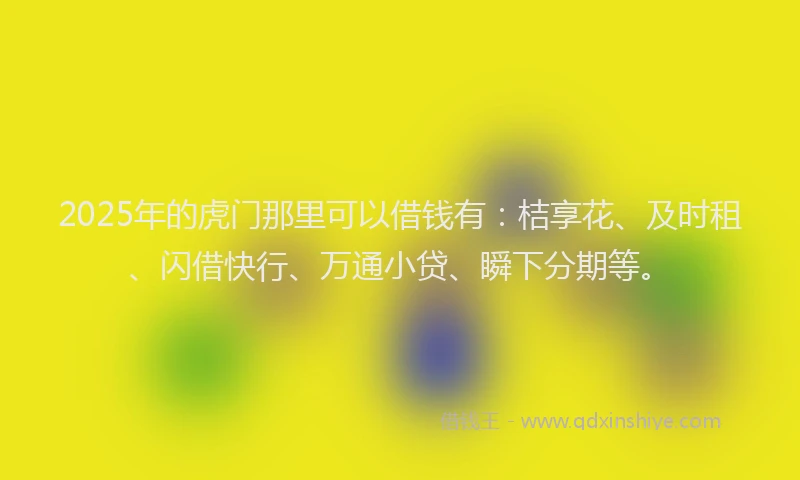 2025年的虎门那里可以借钱有：桔享花、及时租、闪借快行、万通小贷、瞬下分期等。