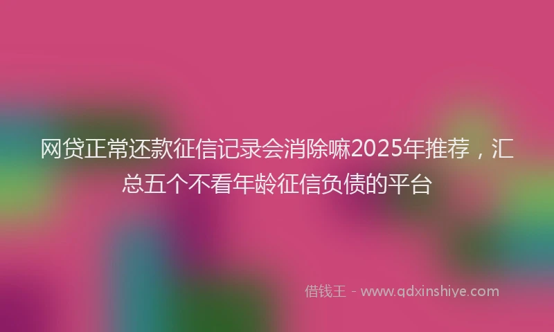 网贷正常还款征信记录会消除嘛2025年推荐，汇总五个不看年龄征信负债的平台