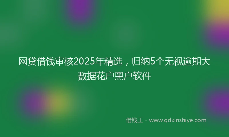 网贷借钱审核2025年精选，归纳5个无视逾期大数据花户黑户软件