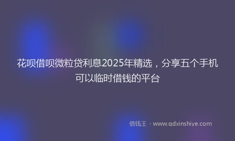 花呗借呗微粒贷利息2025年精选，分享五个手机可以临时借钱的平台