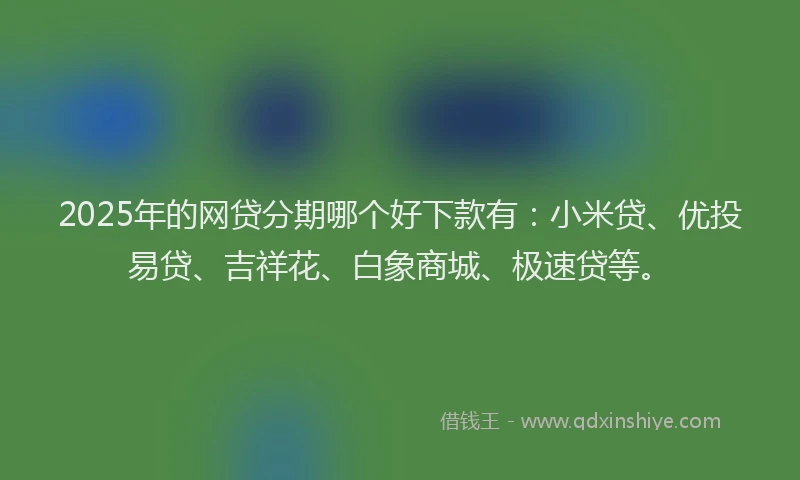 2025年的网贷分期哪个好下款有：小米贷、优投易贷、吉祥花、白象商城、极速贷等。