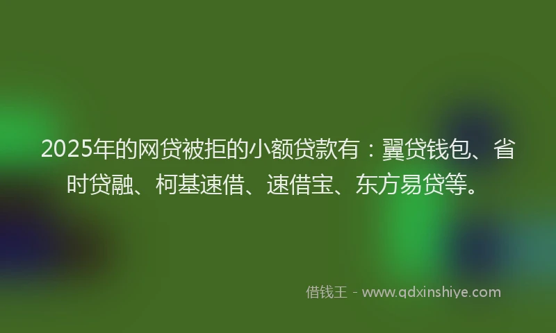 2025年的网贷被拒的小额贷款有：翼贷钱包、省时贷融、柯基速借、速借宝、东方易贷等。