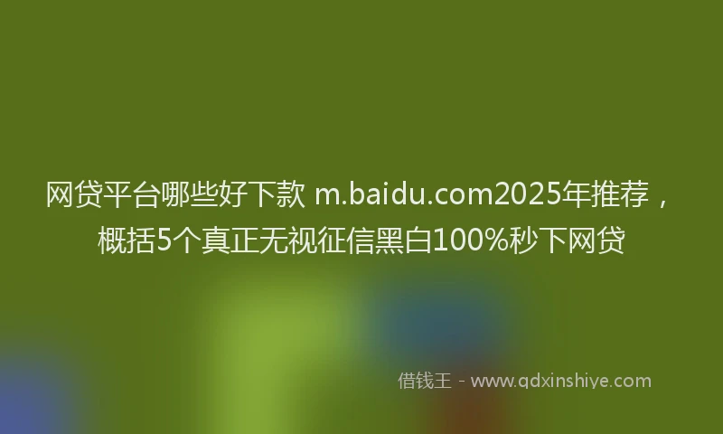 网贷平台哪些好下款 m.baidu.com2025年推荐，概括5个真正无视征信黑白100%秒下网贷