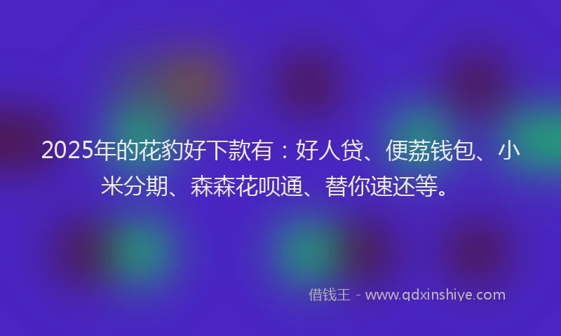 2025年的花豹好下款有：好人贷、便荔钱包、小米分期、森森花呗通、替你速还等。