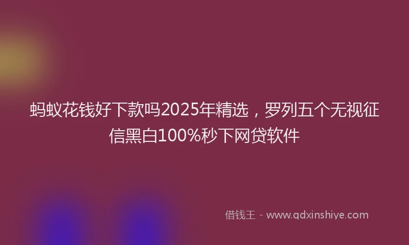 蚂蚁花钱好下款吗2025年精选，罗列五个无视征信黑白100%秒下网贷软件