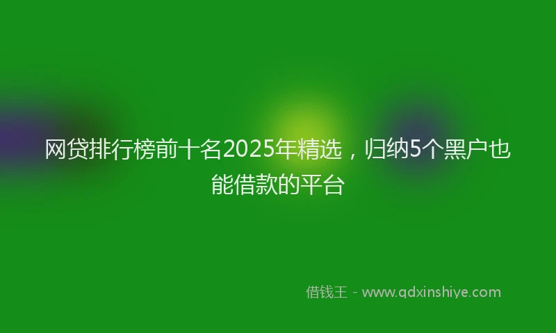 网贷排行榜前十名2025年精选，归纳5个黑户也能借款的平台