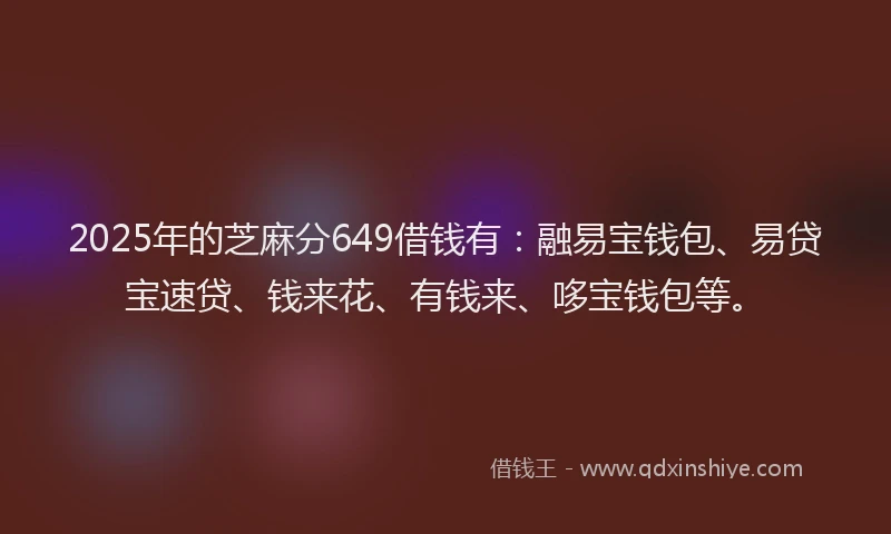 2025年的芝麻分649借钱有：融易宝钱包、易贷宝速贷、钱来花、有钱来、哆宝钱包等。