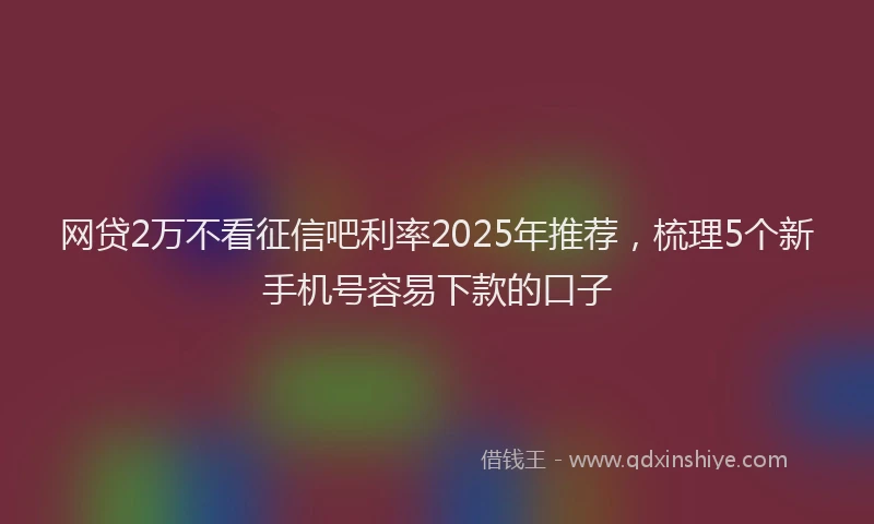 网贷2万不看征信吧利率2025年推荐，梳理5个新手机号容易下款的口子