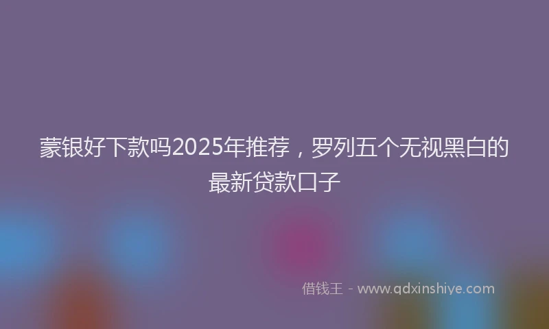 蒙银好下款吗2025年推荐，罗列五个无视黑白的最新贷款口子