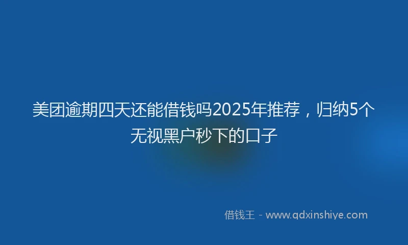 美团逾期四天还能借钱吗2025年推荐，归纳5个无视黑户秒下的口子
