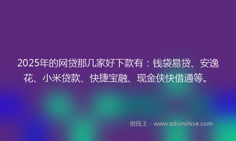 2025年的网贷那几家好下款有：钱袋易贷、安逸花、小米贷款、快捷宝融、现金侠快借通等。
