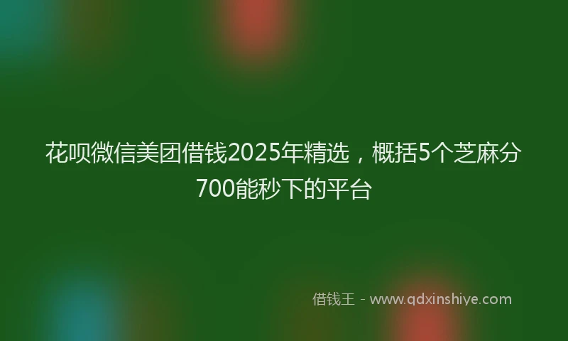 花呗微信美团借钱2025年精选，概括5个芝麻分700能秒下的平台