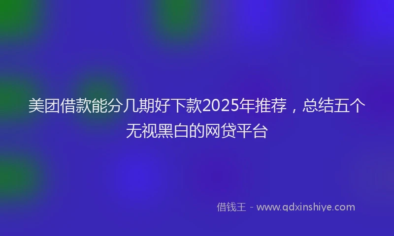 美团借款能分几期好下款2025年推荐，总结五个无视黑白的网贷平台