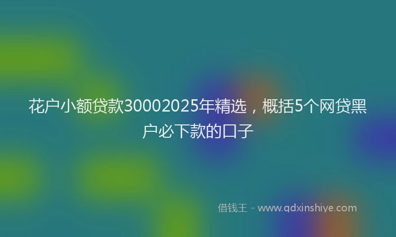 花户小额贷款30002025年精选，概括5个网贷黑户必下款的口子