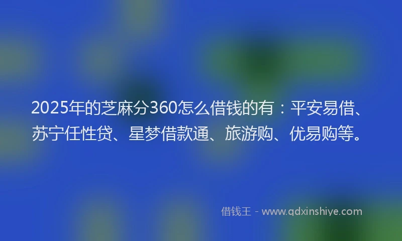 2025年的芝麻分360怎么借钱的有：平安易借、苏宁任性贷、星梦借款通、旅游购、优易购等。