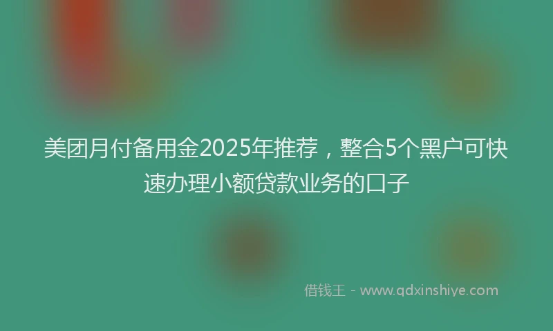 美团月付备用金2025年推荐，整合5个黑户可快速办理小额贷款业务的口子