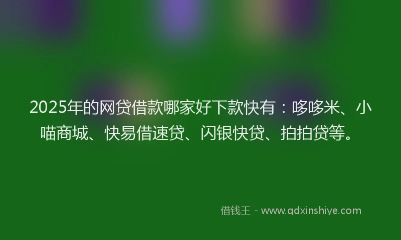 2025年的网贷借款哪家好下款快有：哆哆米、小喵商城、快易借速贷、闪银快贷、拍拍贷等。