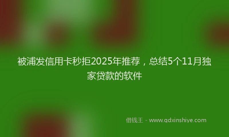 被浦发信用卡秒拒2025年推荐，总结5个11月独家贷款的软件