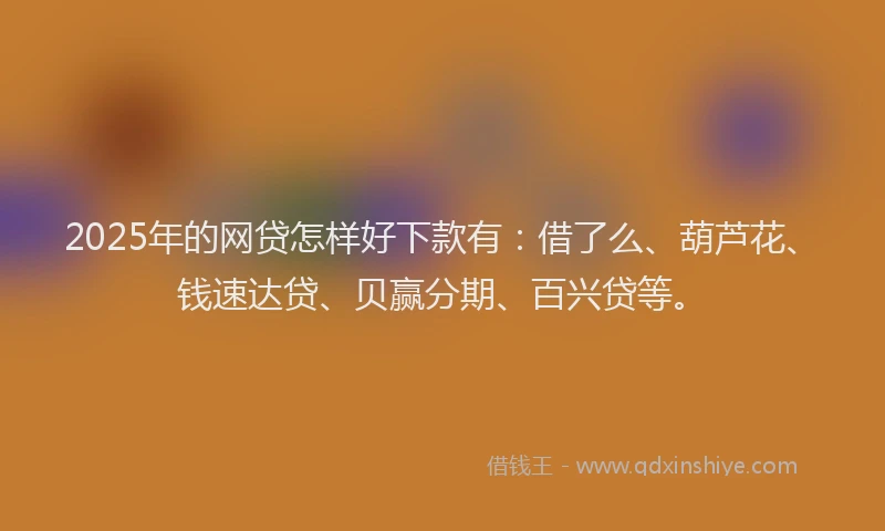 2025年的网贷怎样好下款有：借了么、葫芦花、钱速达贷、贝赢分期、百兴贷等。