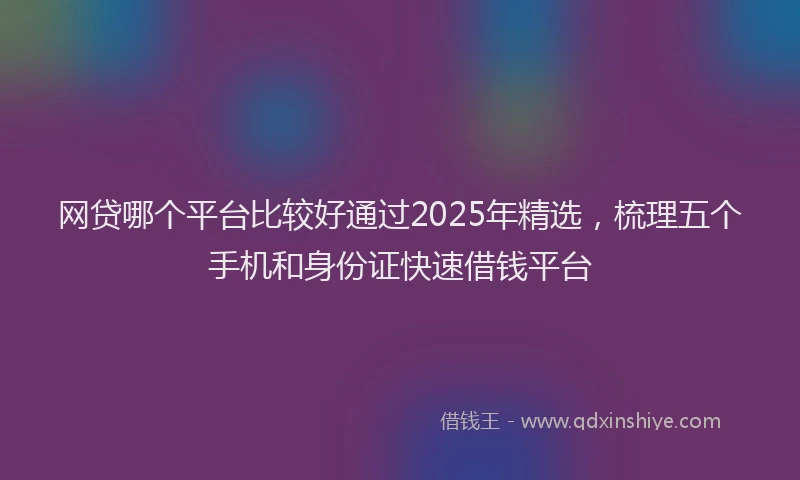 网贷哪个平台比较好通过2025年精选，梳理五个手机和身份证快速借钱平台
