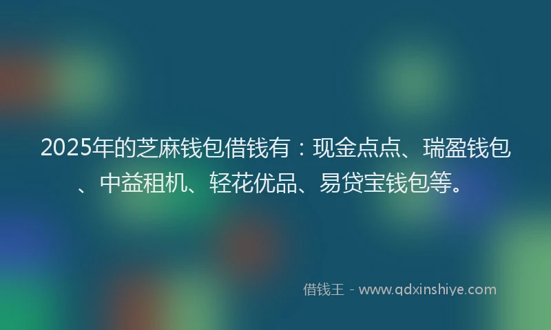 2025年的芝麻钱包借钱有：现金点点、瑞盈钱包、中益租机、轻花优品、易贷宝钱包等。