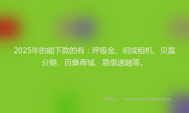 2025年的能下款的有：呼吸金、玥成租机、贝赢分期、百樂商城、易借速融等。