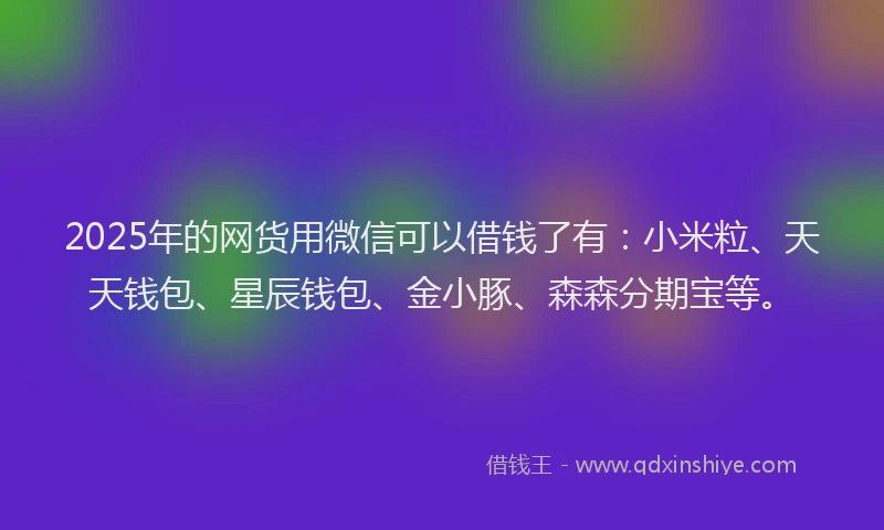 2025年的网货用微信可以借钱了有：小米粒、天天钱包、星辰钱包、金小豚、森森分期宝等。