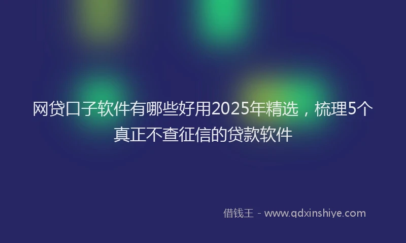 网贷口子软件有哪些好用2025年精选，梳理5个真正不查征信的贷款软件