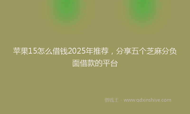 苹果15怎么借钱2025年推荐，分享五个芝麻分负面借款的平台