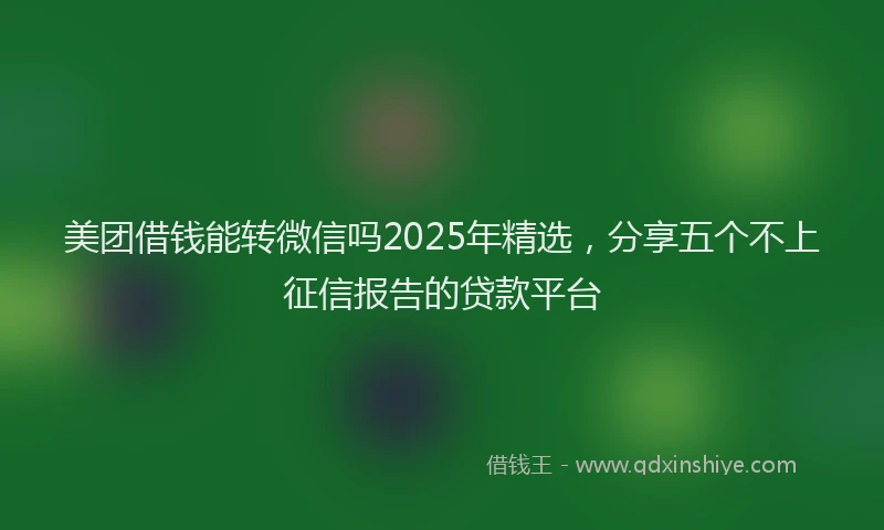 美团借钱能转微信吗2025年精选，分享五个不上征信报告的贷款平台
