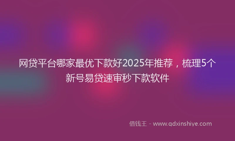 网贷平台哪家最优下款好2025年推荐，梳理5个新号易贷速审秒下款软件