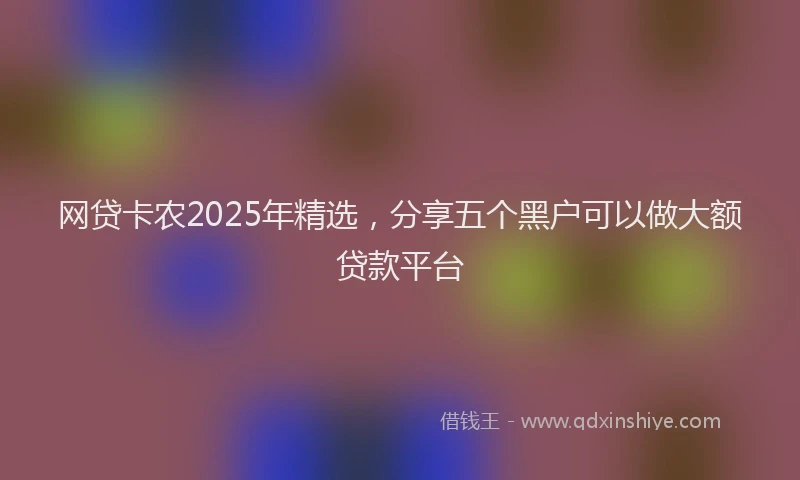 网贷卡农2025年精选，分享五个黑户可以做大额贷款平台