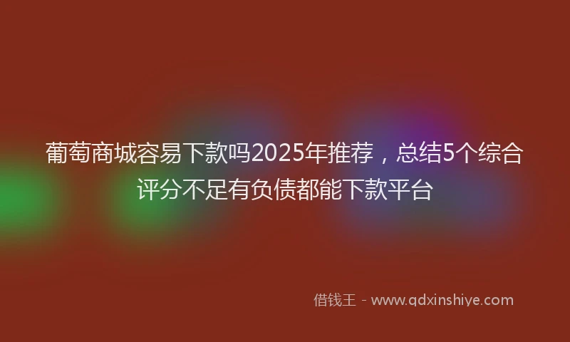 葡萄商城容易下款吗2025年推荐，总结5个综合评分不足有负债都能下款平台