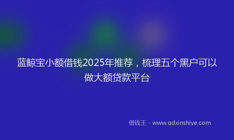 蓝鲸宝小额借钱2025年推荐，梳理五个黑户可以做大额贷款平台