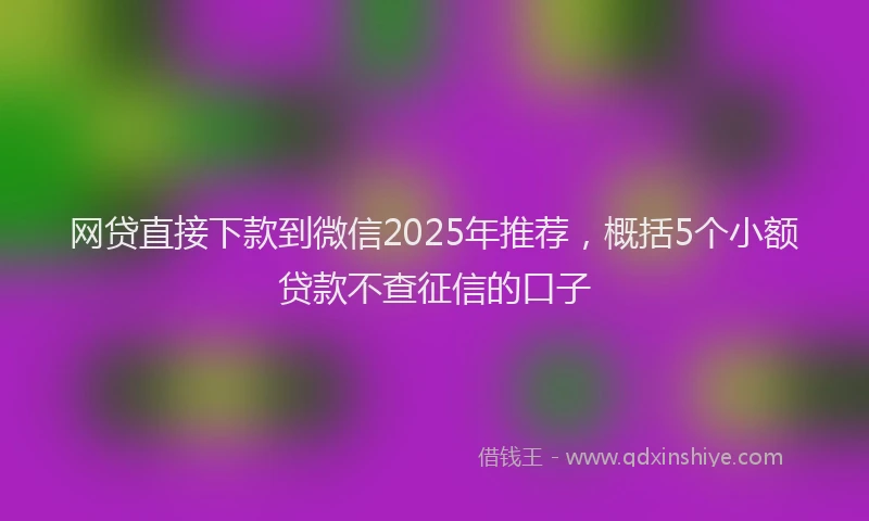 网贷直接下款到微信2025年推荐，概括5个小额贷款不查征信的口子