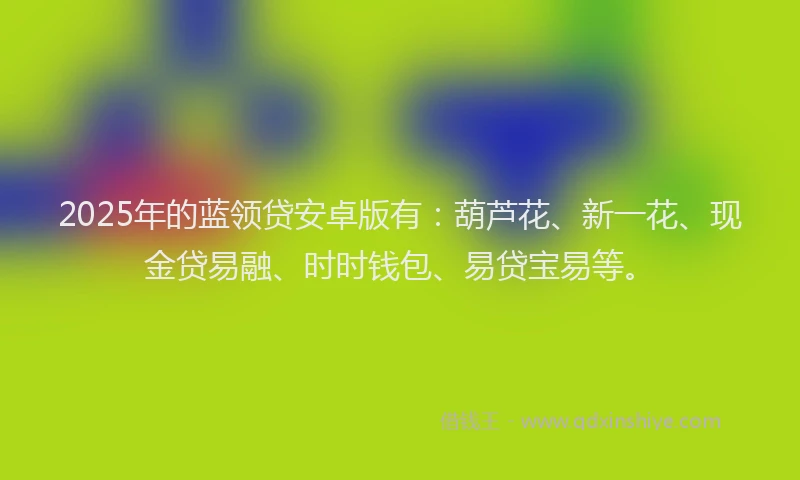 2025年的蓝领贷安卓版有：葫芦花、新一花、现金贷易融、时时钱包、易贷宝易等。