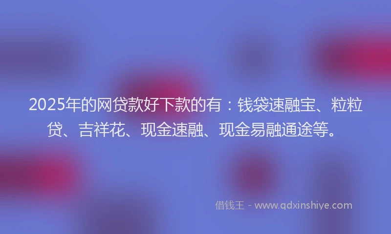 2025年的网贷款好下款的有：钱袋速融宝、粒粒贷、吉祥花、现金速融、现金易融通途等。
