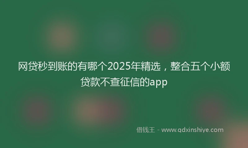 网贷秒到账的有哪个2025年精选，整合五个小额贷款不查征信的app