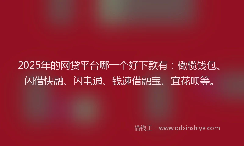 2025年的网贷平台哪一个好下款有：橄榄钱包、闪借快融、闪电通、钱速借融宝、宜花呗等。