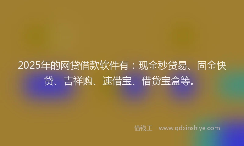 2025年的网贷借款软件有：现金秒贷易、固金快贷、吉祥购、速借宝、借贷宝盒等。
