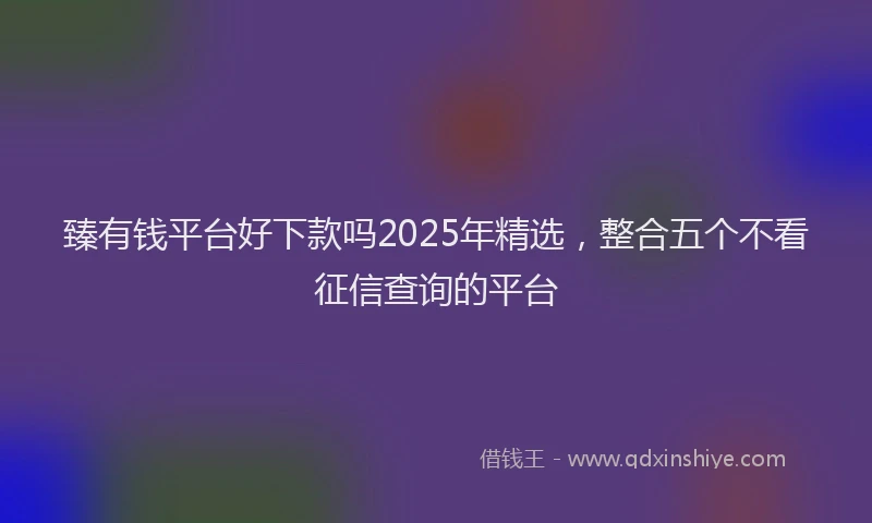 臻有钱平台好下款吗2025年精选，整合五个不看征信查询的平台